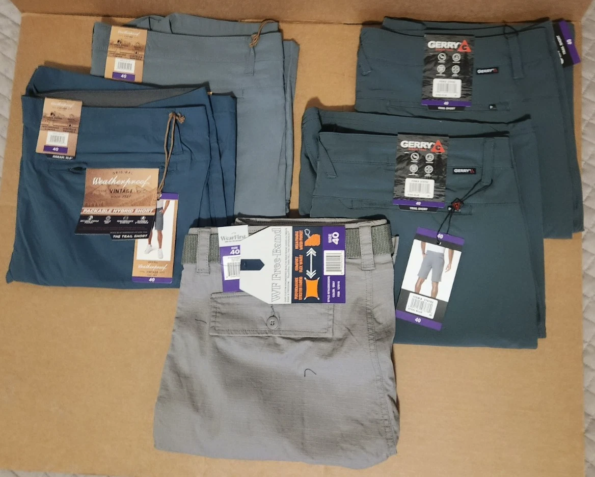 5 Pairs Trail Shorts, size 40, New with tags