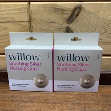 Lot of 2 Willow Soothing Silver Nursing Cups 2 Feeding Baby Relief  Carry Case
