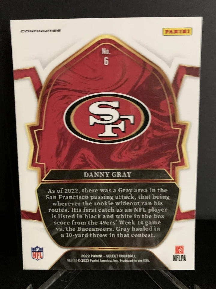 2022 Panini Select FOOTBALL DANNY GRAY ROOKIE BASE 49ERS RC (A) - Image 2 of 2