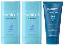 Harry's Odor Control Deodorant Stone 2X  Taming Hair Cream 1X 3 Pc Bundle 