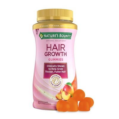 Nature's Bounty Hair Growth Gummies 60 Count Advanced Complex Peach Mango Flavor