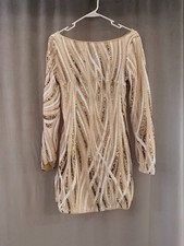 SHEIN Gold & White Sequin Bodycon Mini Dress - Size S (4) - Open Back Party