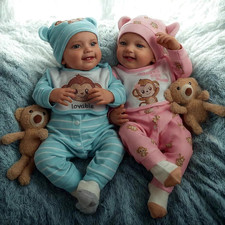 Reborn Baby Dolls Twins, 20 Inch Realistic Newborn Real Life Baby Boy Girl Dolls