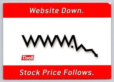 2000 Tivoli Systems IBM Postcard Website Down Stock Price Dot Com Bubble Era