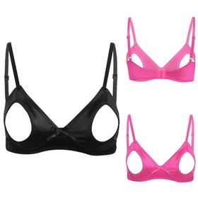 Sexy Women Open Breast Cup Exposed Nipple Split Bralette Non-padded Lingerie Bra