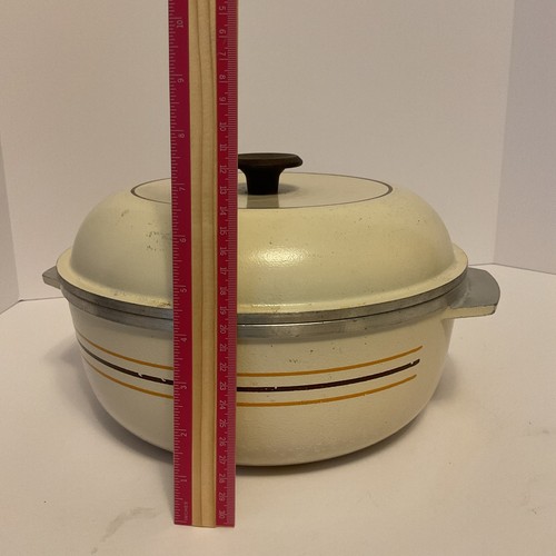 Vintage Club Cast Aluminum Beige 4 Quart Dutch Oven Stock Pot Pan w/Lid Great - Picture 4 of 5