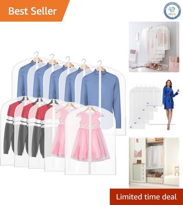 Translucent 32-Inch Garment Bags with Durable Zippers - 10 Pack for All Clothing