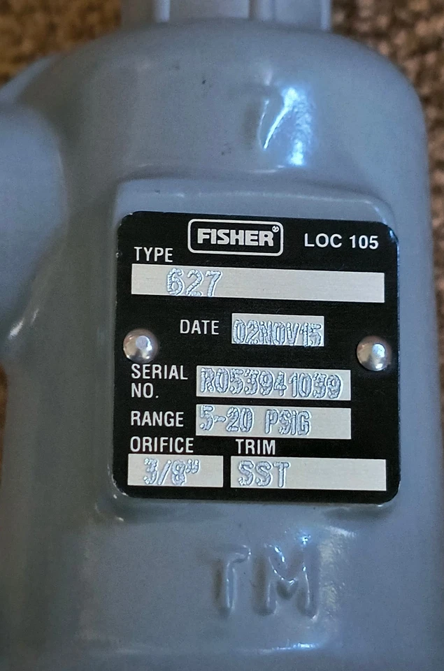 Fisher Type 627 Pressure Reducing Regulator 5-20 PSIG 3/8" Orifice SST Trim - Image 3 of 4