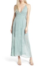 ASTR the label Spaghetti Strap Wrap Maxi Dress in Sage Green Size Small