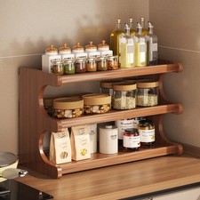3 Tier Bamboo Desktop Organizer Stand Bookcase Table Rack Kitchen Storage Shelf