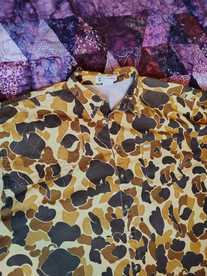 Camisa de Tiro Columbia Camuflada De Colección Para Hombres 2XL Marrón Caza Ventilada Forrada de Pato Foto 2 de 4