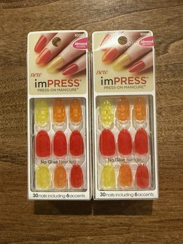 Kiss ImPRESS No Glue Mani Press-On Nails Medium 80055 Ten Different Looks X2