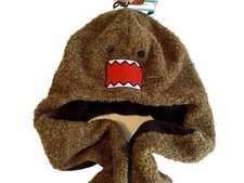 NWT Domo Kun Angry Face Snood Hat w/ Attached Scarf  Mittens Adult RARE 