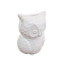 Ceramic White Owl Coin Bank Piggy Bank Bird Animal Statue Figurine With Stopper