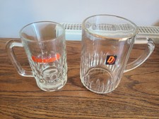 Vintage 1970's Pint Double Diamond glass and half pint Red Barrel glass.
