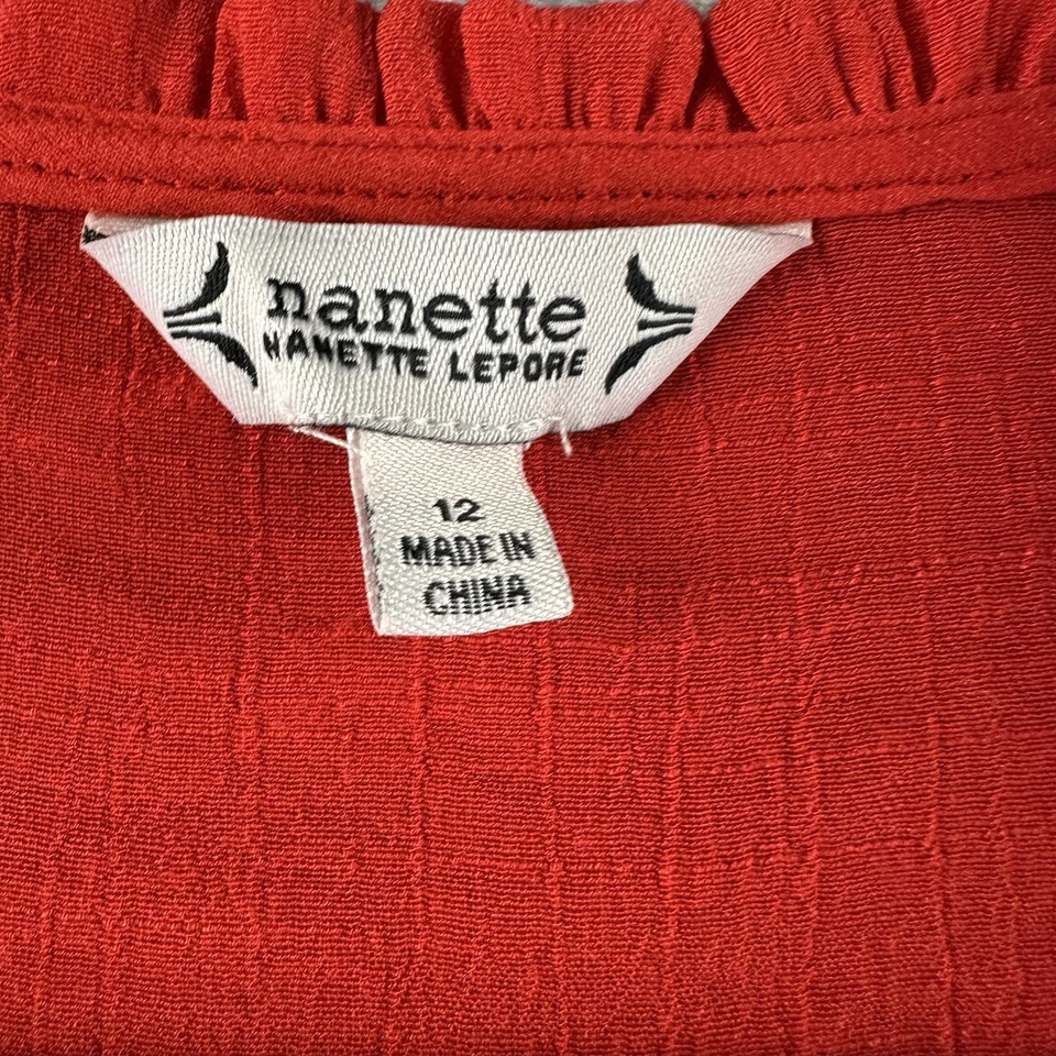 Vestido midi Nanette Lepore para mujer 12 rojo triple nivel mangas acampanadas Foto 2 de 4