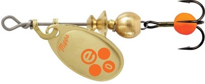 Mepps Aglia-e Treble Hook Spinner - #0 (1/12 oz.) - Gold Blade/Hot Orange
