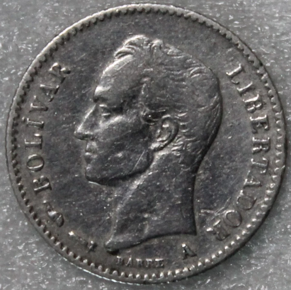 MÜNZE COIN Lei 835 Silber Silver Barre VENEZUELA 1/4 BOLIVAR 1894 A PARIS ss - Bild 2 von 3