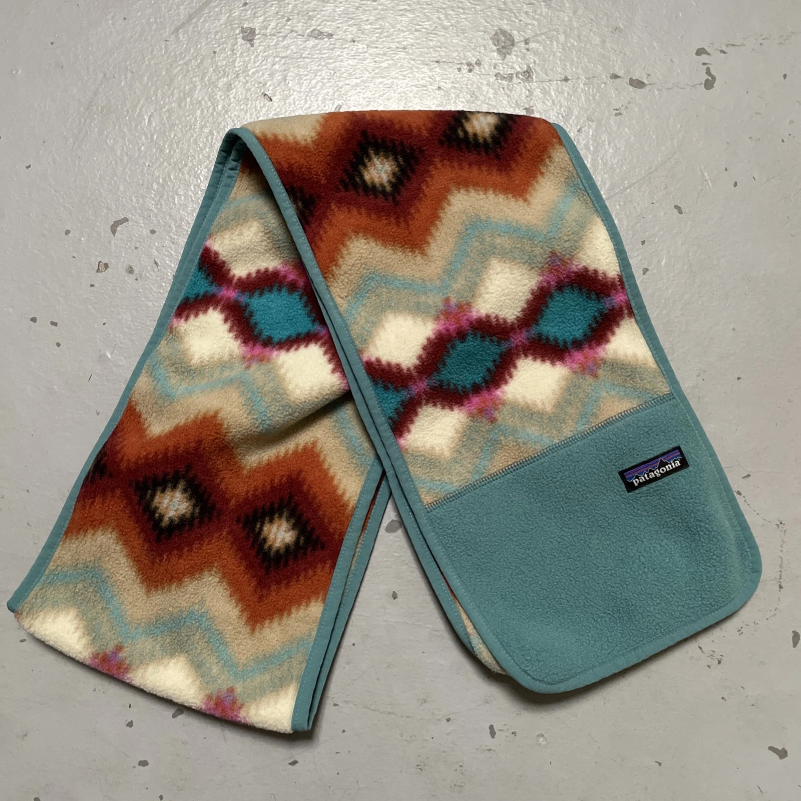 Vintage? Patagonia Southwestern Aztec Navajo Synchilla Logo Fleece Scarf OS