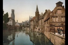 Photo:Canal and Belfry,Bruges,West Flanders,Flemish,Belgium