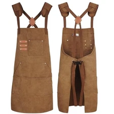  Chef Apron, 1 Pack, Cross Back Straps Apron with Pockets for Men Women, Brown