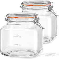 Glass Jars with Airtight Lid, 81oz Wide Mouth Canisters for Food Storage 2 Pcs