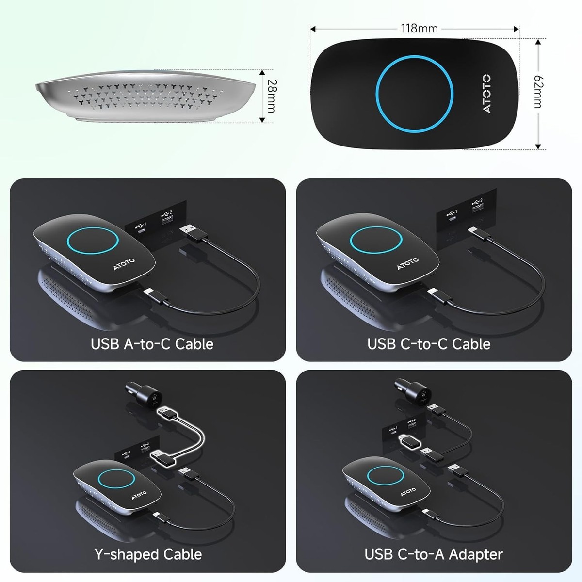 ATOTO CarWave CB4 CT/DT Wireless CarPlay Adapter AI Box | OBD2
