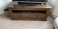 Gorgeous solid oak dark wood TV stand With two drawers