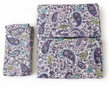 Pottery Barn Kids Full Queen Duvet Cover 2 Shams Purple Pink Paisley Cotton PBK