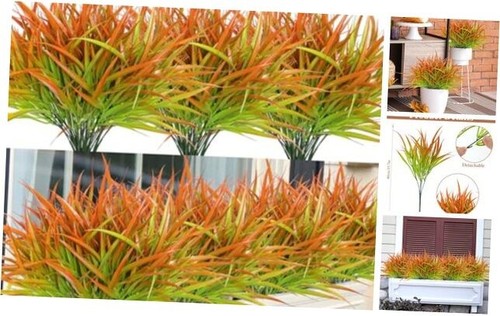 Artificial Plants for Decor Outdoor 8 Bundles Fake Grass Bushes, Faux
