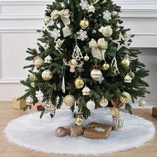 Weihnachtsbaumdecke Christbaumdecke Tannenbaum Decke Rock Weiß Rund Plüsch Deko
