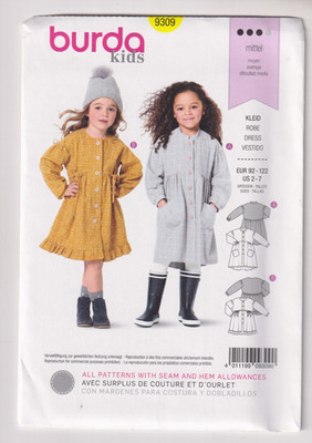 9309 BURDA - Button down DRESS - Girls Sz 2/3/4/5/6/7