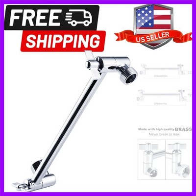Heavy Duty Adjustable Shower Arm, 11'' Brass Extension with Gear Lock Teeth & ...