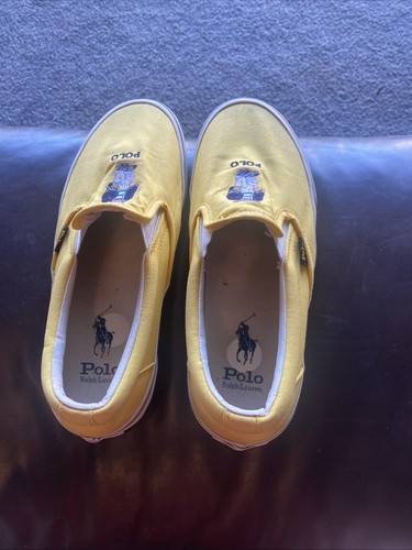 Polo Ralph Lauren KEATON Slip-On Men's Size 8 Yellow Canvas Boat Shoes - Picture 7 of 11