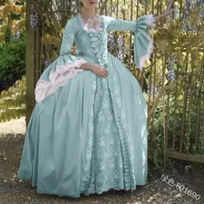 Women Victorian Palace Gown 18th Century Marie Antoinette Colonial Vintage Dress
