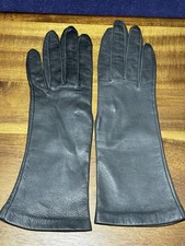Vintage Black Leather Gloves Size 6 1/2 Silk Lined SOFT 10" Long Made in USA