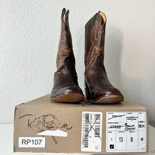 Rod Patrick Mens Cowboy Boots Size 13B Brown Goat Leather Western Round Toe - 第 11/12 張圖片