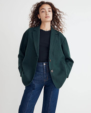Madewell Brushed Oversized Dorset Blazer Green Medium