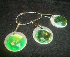 #3 Three Acrylic Jewel Charm Aluminum Disk Zipper pull Jacket Purse Luggage ++ 