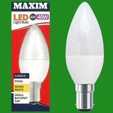 2x 6W  40W LED Pearl Candle Light Bulbs, SBC B15 2700K Warm White Lamps