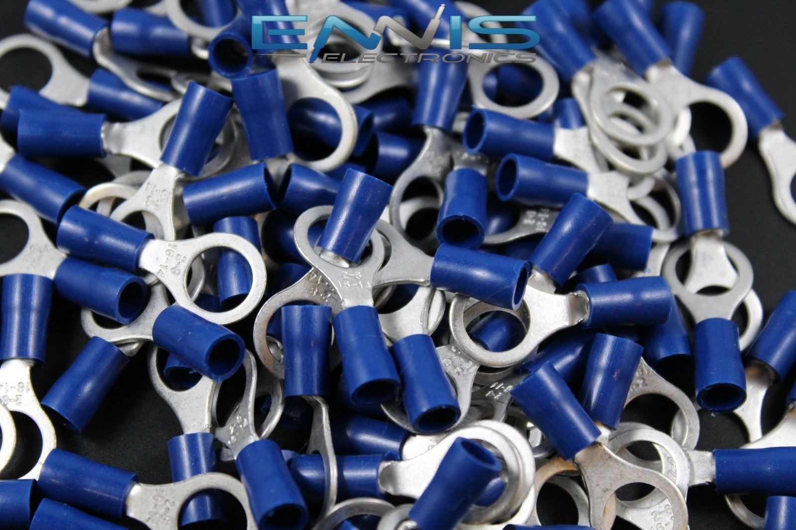 14-16 GAUGE VINYL RING 3/8 CONNECTOR 500 PK BLUE CRIMP TERMINAL AWG GA CAR SUV