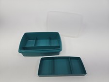 Tupperware 767-1 Tuppercraft Stow  Go Organizer Craft Container Blue Green NOS