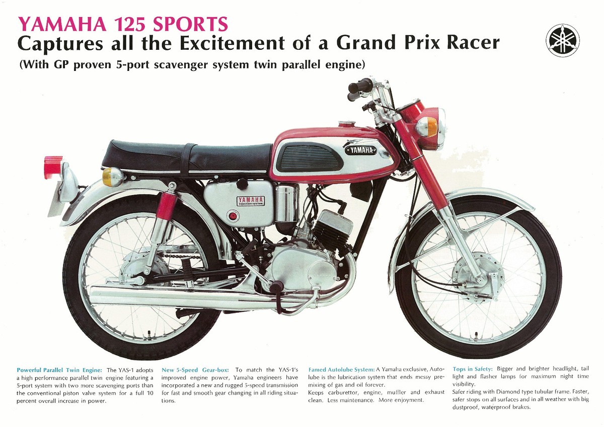 YAMAHA Brochure AS1 YAS1 YAS-1 125 Street 1967 1968 Sales Catalog