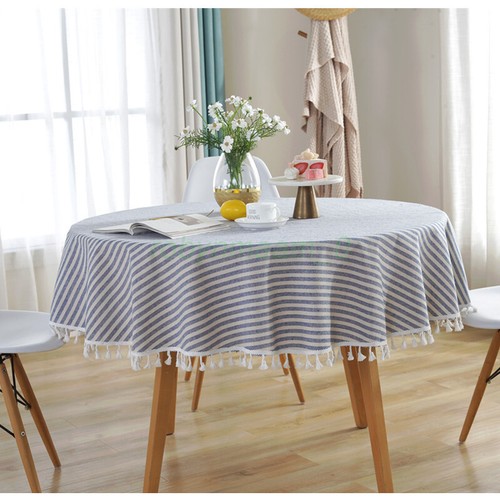 Stripes Circle Table Cloth Tassels Round Tablecloth Living Room Home Decor NEW - Picture 10 of 13