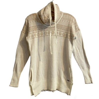 Avalanche Drawstring Cowl Neck Womens Tunic Sweater Cream