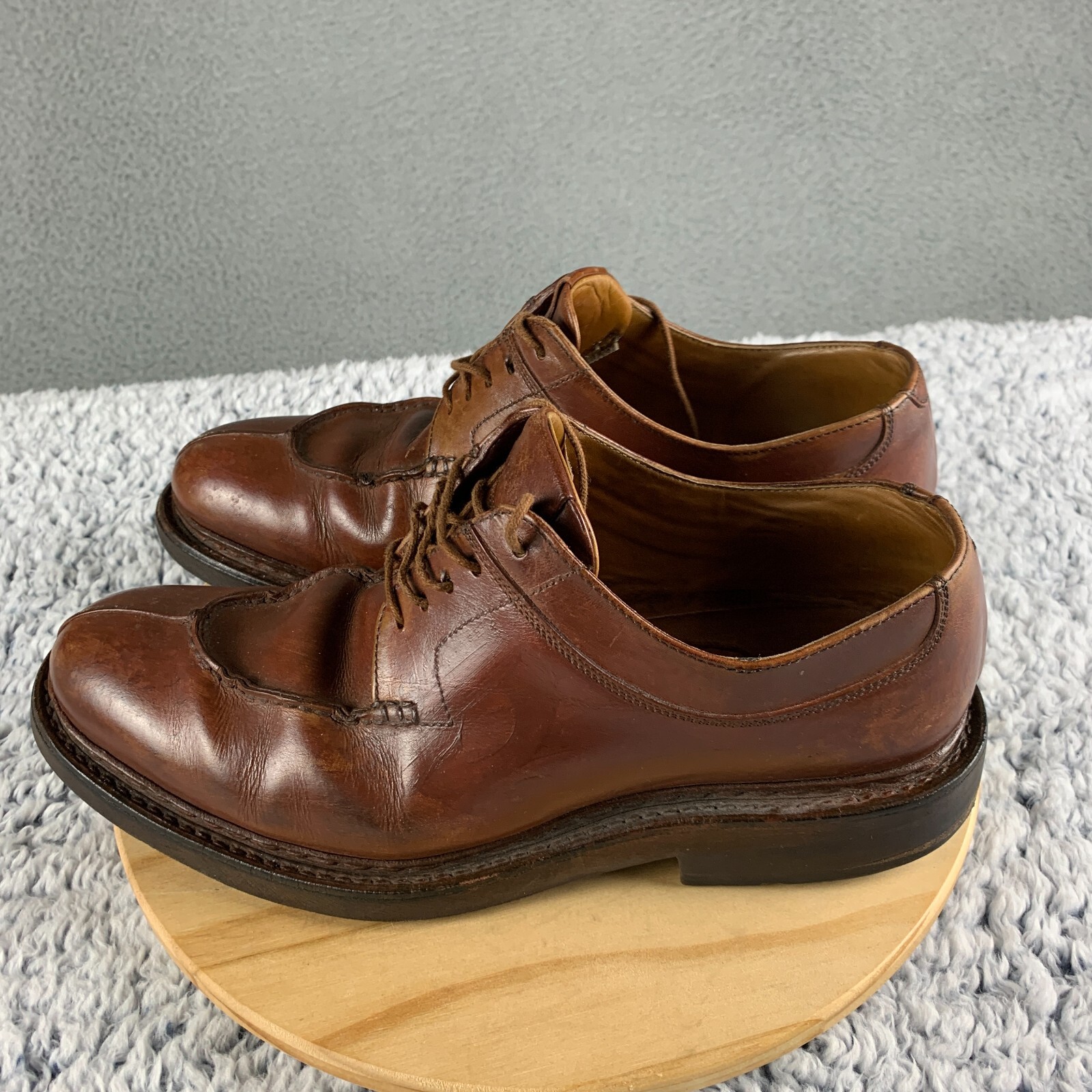 SAOLA Scarpe Heschung Catalpa Derby da uomo taglia 7 cognac punta spaccata stringate in pelle eleganti