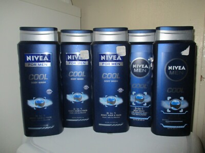 lot of 5 Nivea Men Cool 3-in-1 Body Wash, 16.9 oz