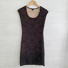 Ann Taylor - Black beige stretch knit sleeveless sheath dress, SP