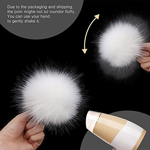 14 Pieces Faux Fur Pom Pom Balls for Hats DIY Faux Fur Pompom with White - Bild 5 von 6