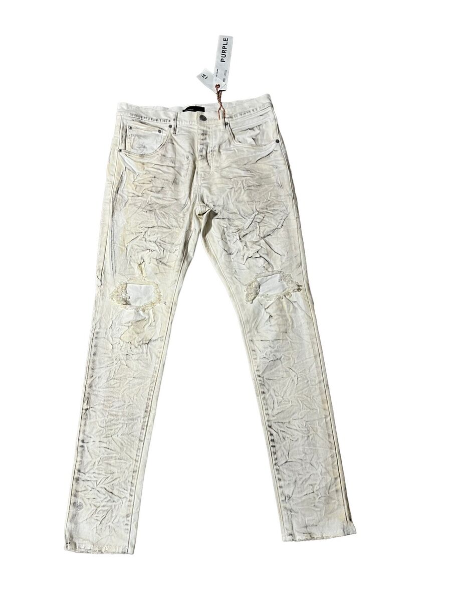 Purple Brand Jeans Mens Dropped Fit Mid Rise Slim Leg Cream Purple Brand Jeans Mens Dropped Fit Mid Rise Slim Leg Cream